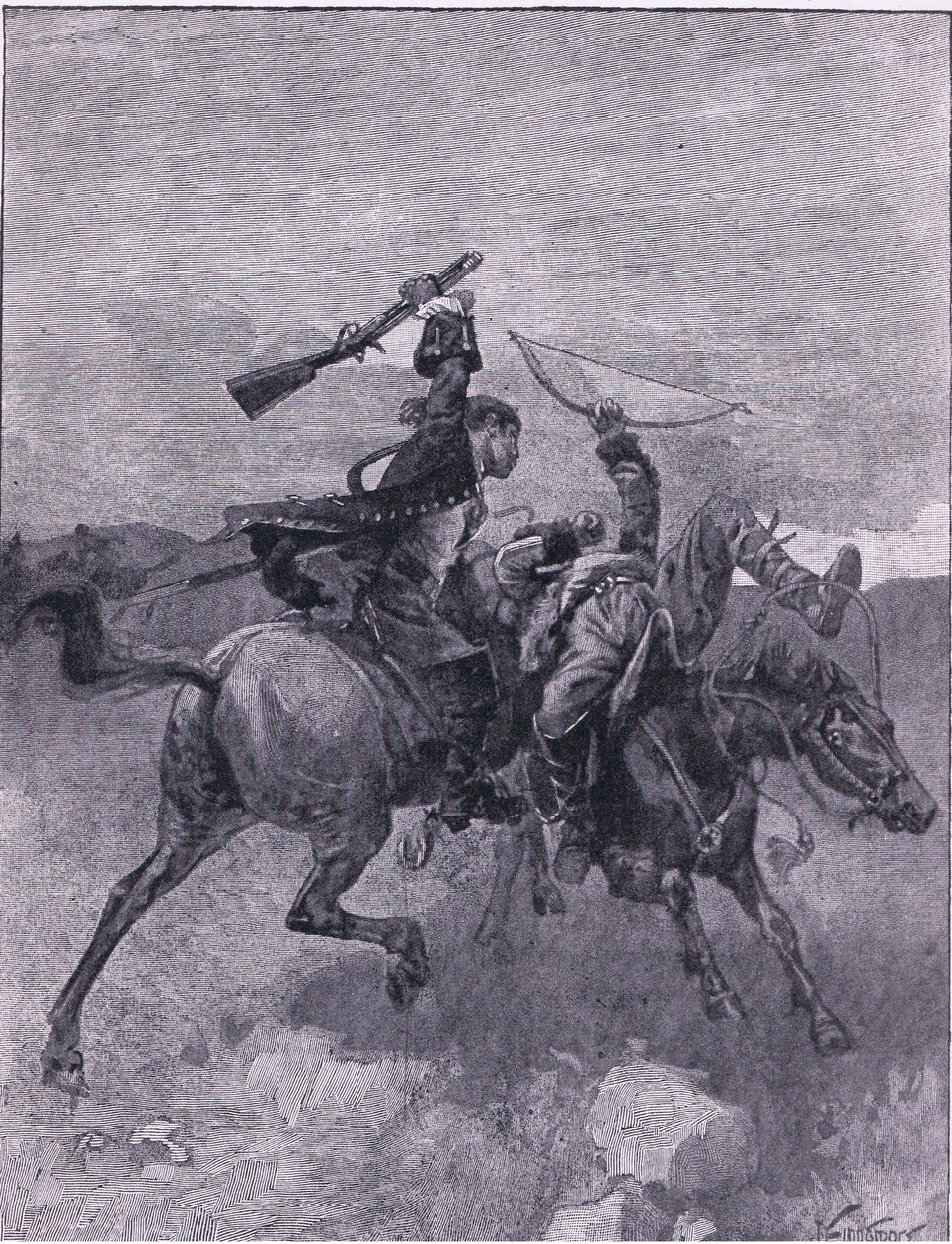 Slår en af dem af sin hest (litho) af Joseph Finnemore