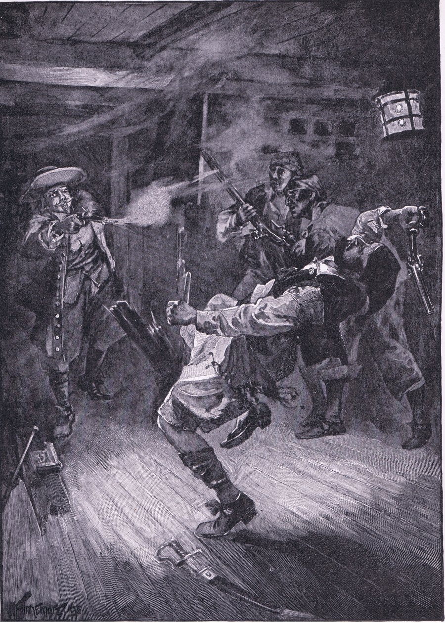 Skød den nye kaptajn gennem hovedet (litho) af Joseph Finnemore
