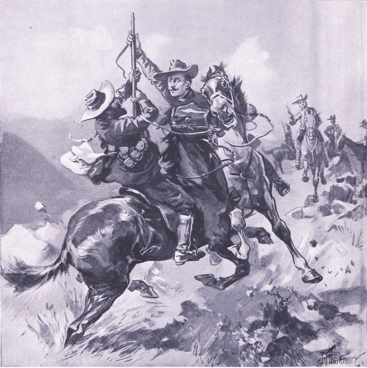 Fangsten af Field-Cornet Swanepoel, illustration fra After Pretoria: The Guerilla War, 1902 af Joseph Finnemore
