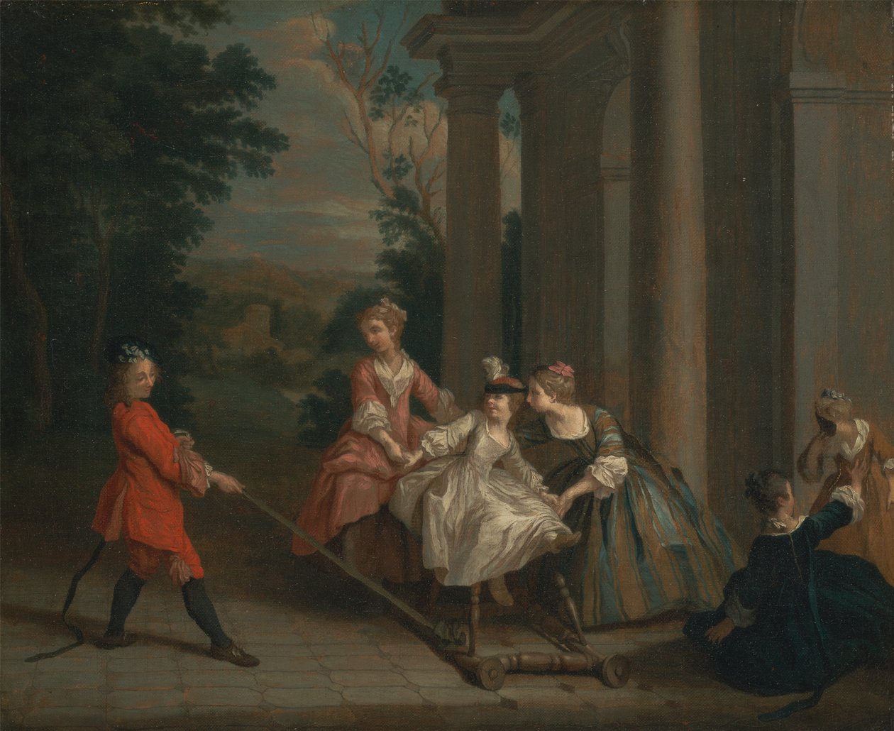 Børn leger med en hobbyhest af Joseph Francis Nollekens