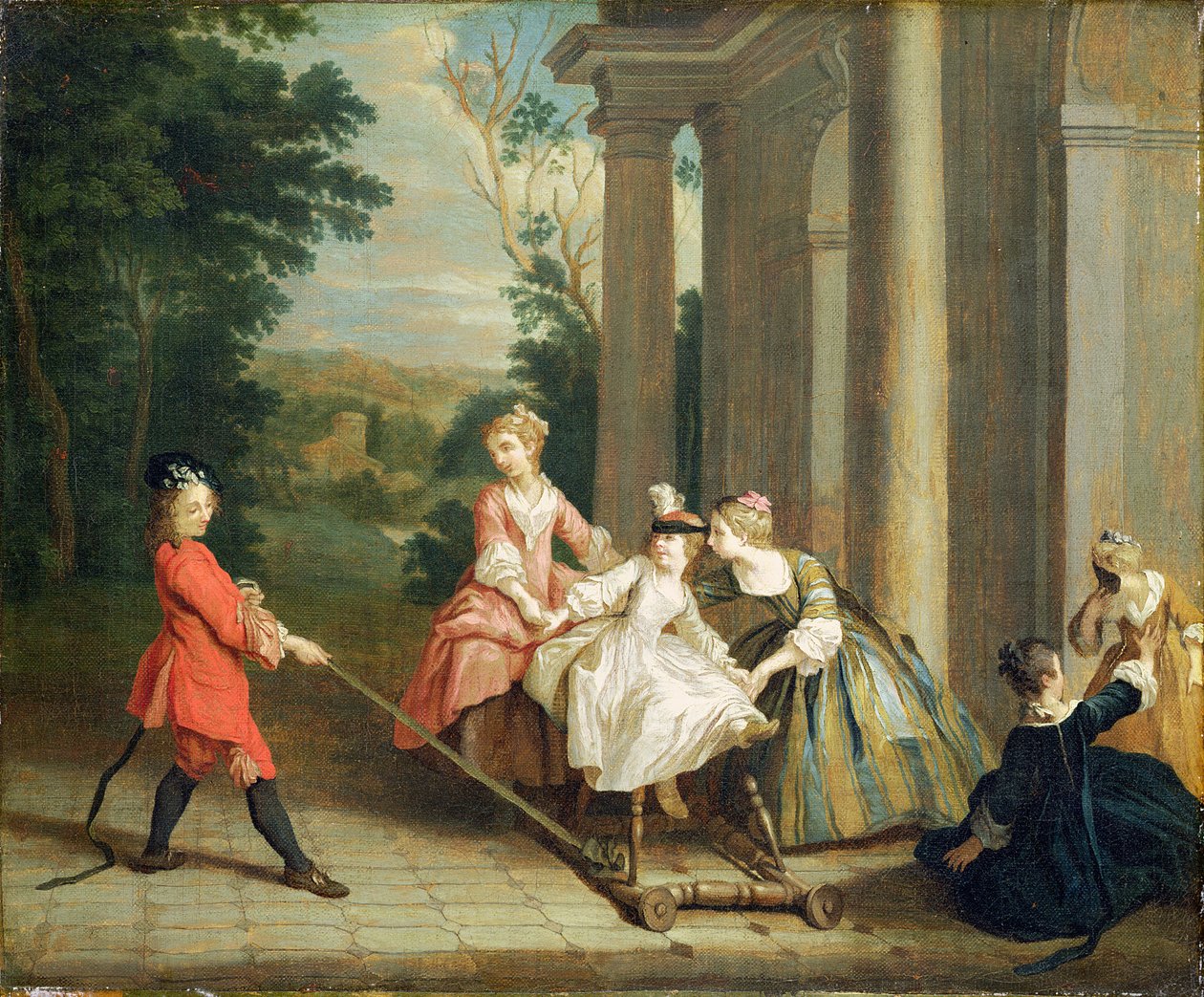 Børn leger med en hobbyhest, ca. 1741-47 af Joseph Francis Nollekens