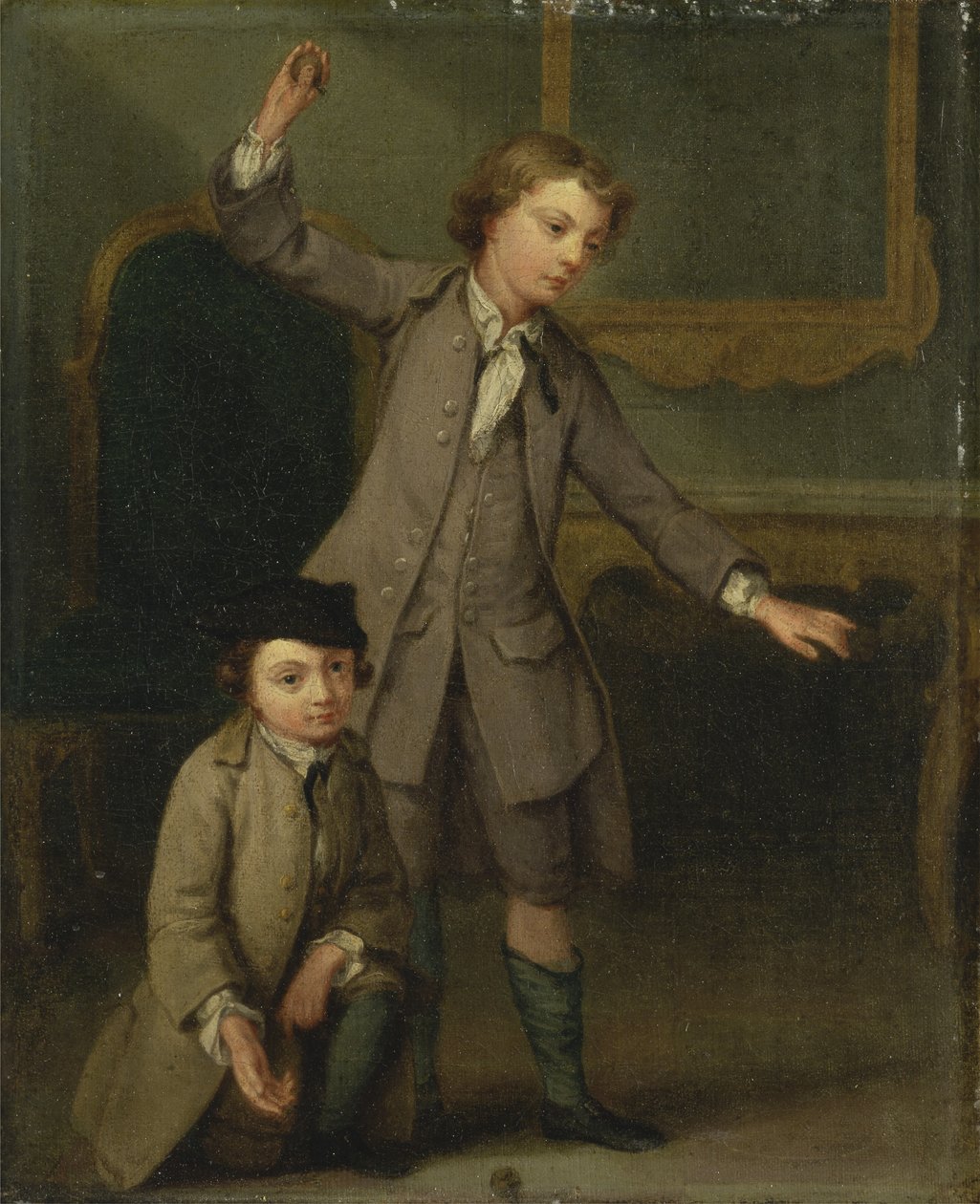 To drenge fra familien Nollekens, sandsynligvis Joseph og John Joseph, der spiller på toppen af Joseph Francis Nollekens