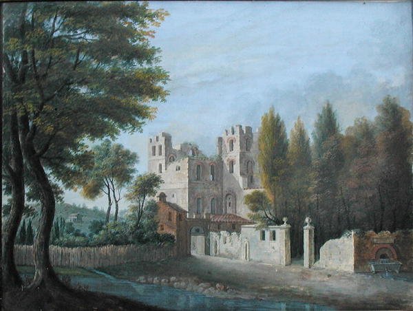 Italiensk landskab, ca.1820 (gouache på papir) af Joseph Francois Baudelaire