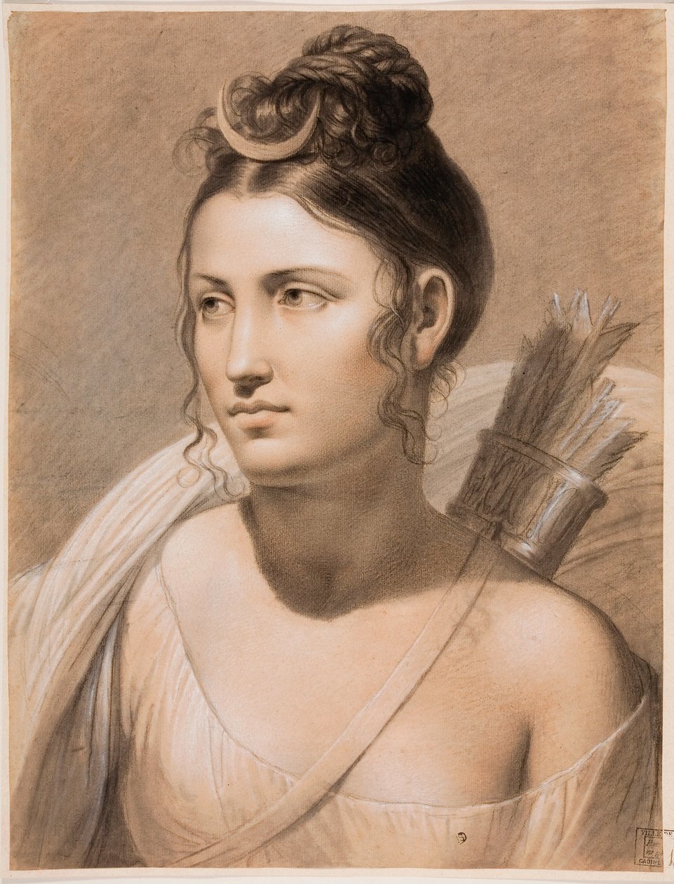 ""Diane"" (Diana) Pastel af Joseph-Francois Ducq (1762-1829) 1700-tallets Groeninge Museum, Brügge af Joseph François Ducq