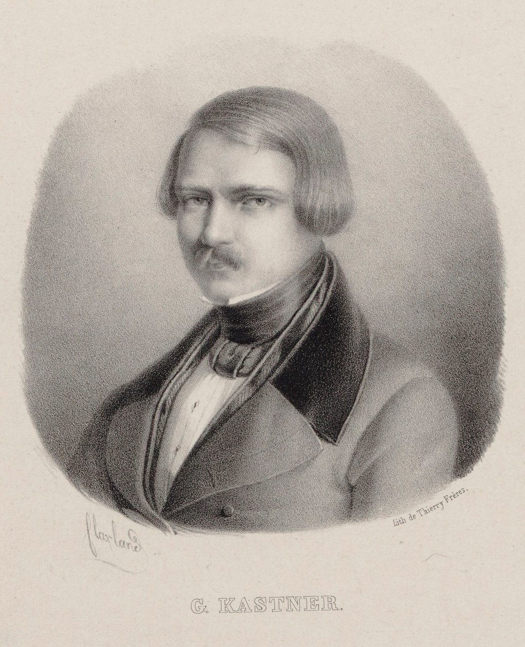 Portræt af komponisten Jean-Georges Kastner 1810-1867. af Joseph Frédéric Flaxland