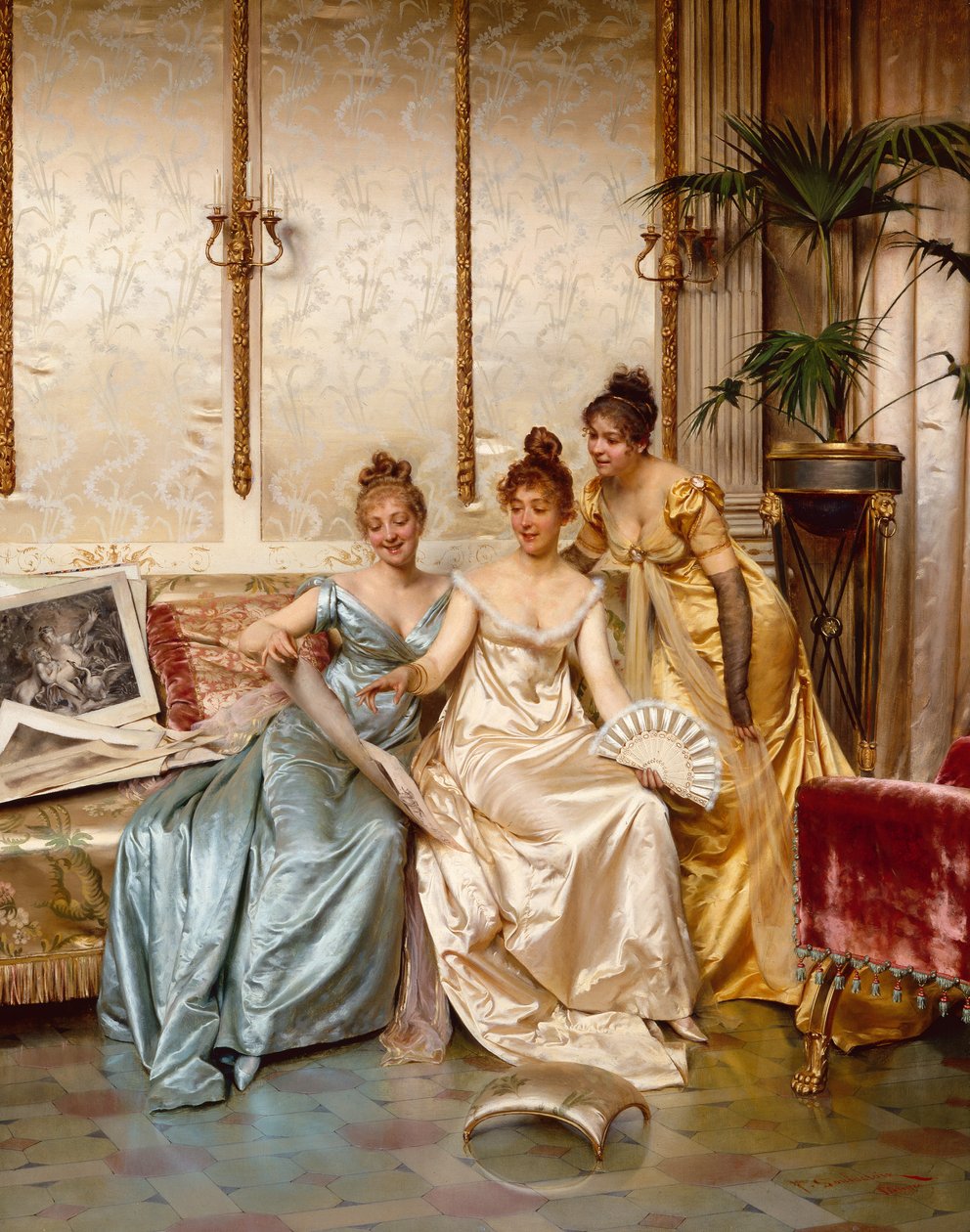 Tre smukke kendere (olie på lærred) af Joseph Frederick Charles Soulacroix