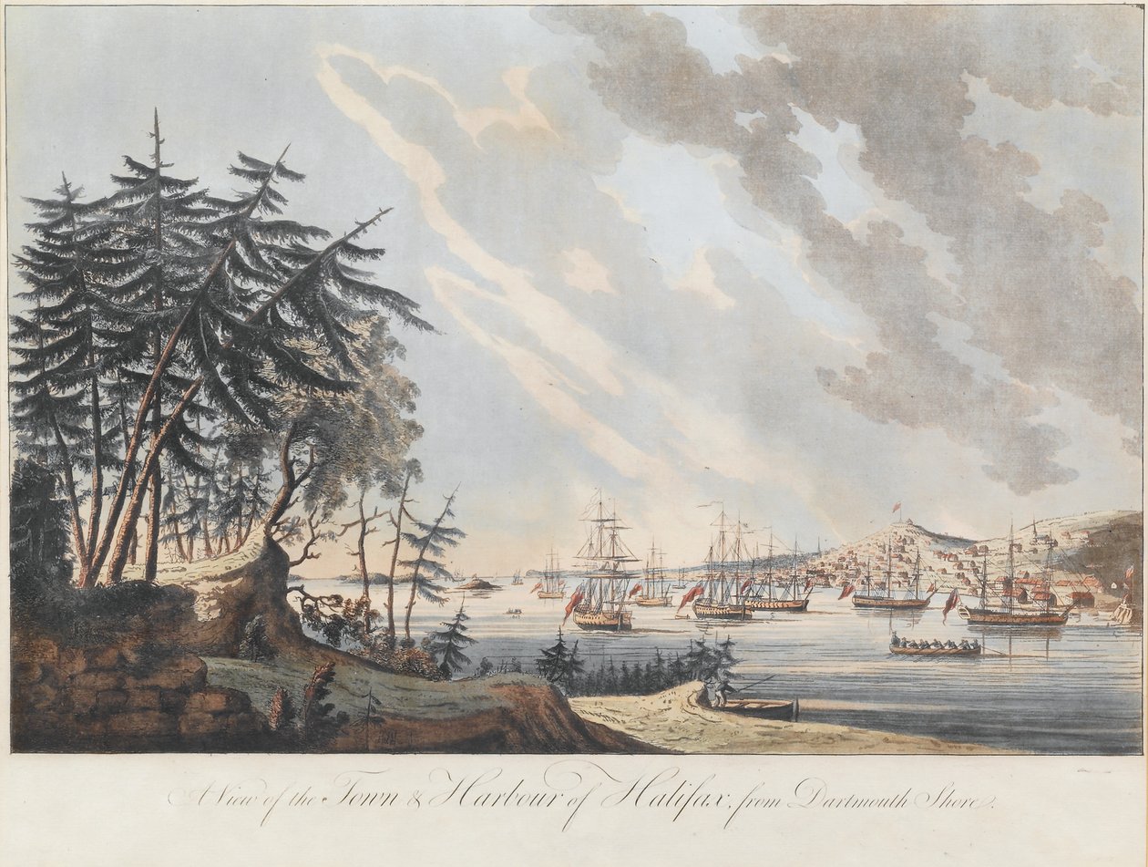 En udsigt over byen og havnen i Halifax fra Dartmouth Shore, 1781 af Joseph Frederick Wallet DesBarres
