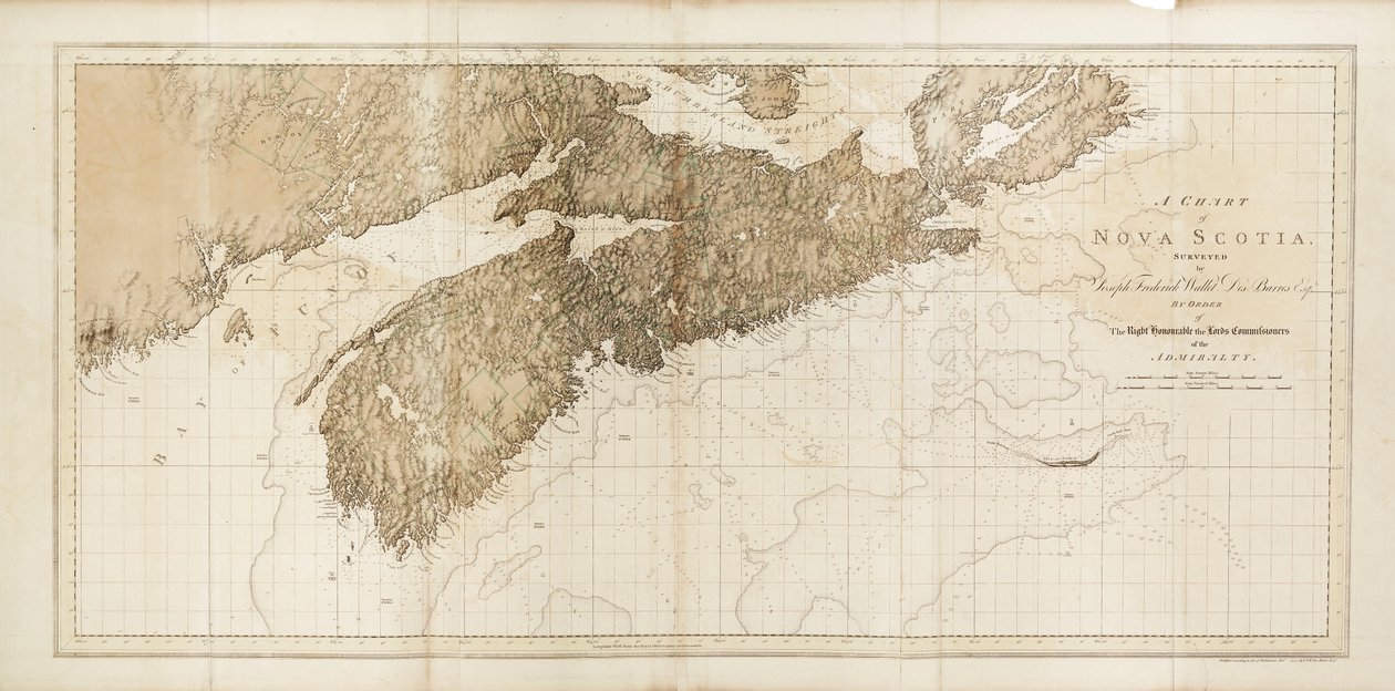 Et kort over Nova Scotia af Joseph Frederick Wallet DesBarres