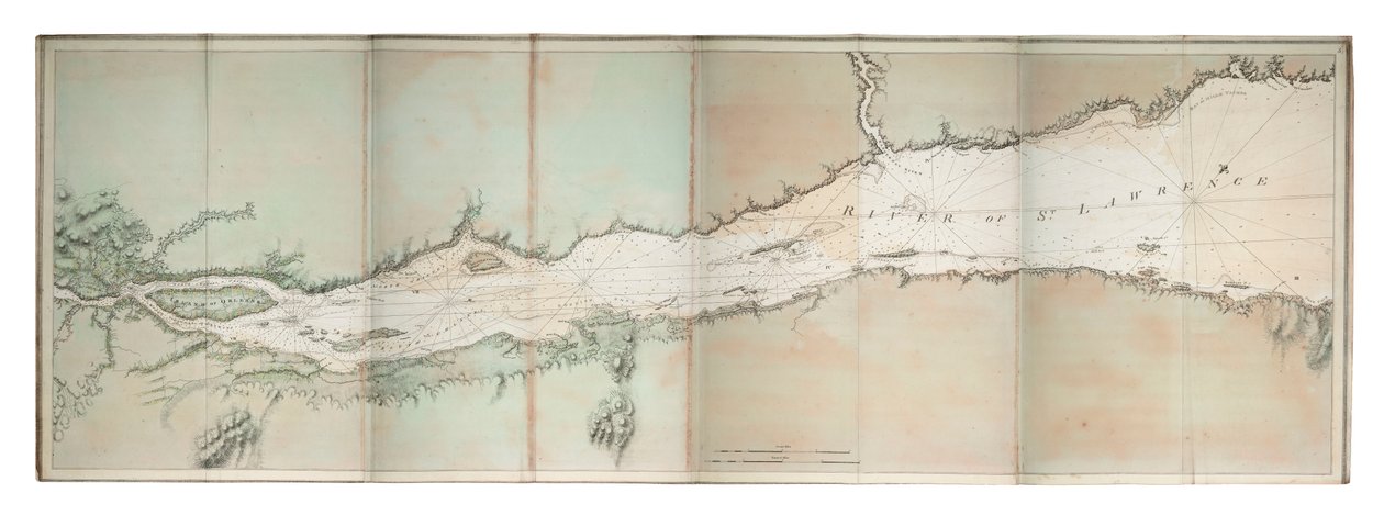 Lawrence-floden, Nordamerikas atlanterhavskyst, ca. 1781 (koloreret stik) af Joseph Frederick Wallet DesBarres