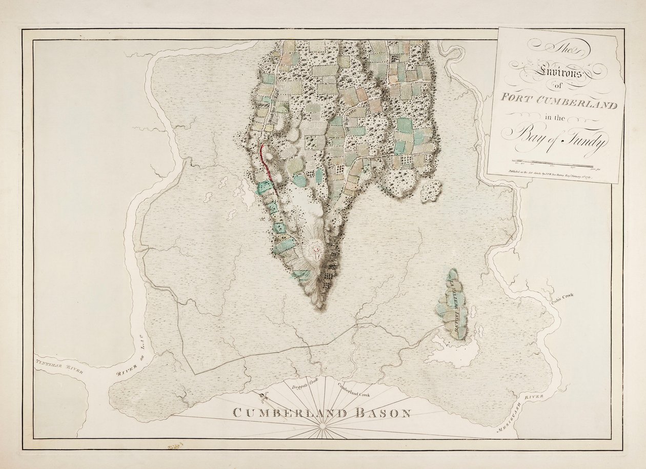 Omgivelserne ved Fort Cumberland i Fundy-bugten af Joseph Frederick Wallet DesBarres
