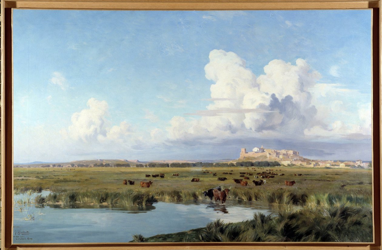 Landskab af Camargue (olie på lærred) af Joseph Garibaldi