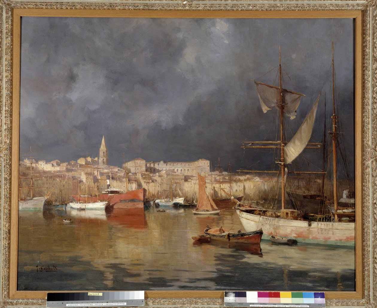 Le Vieux Port a Marseille i stormvejr Maleri af Joseph Garibaldi (1863-1941) 1914 Obligatorisk omtale: Samlingsstiftelsen mht. de Provence, Marseille af Joseph Garibaldi