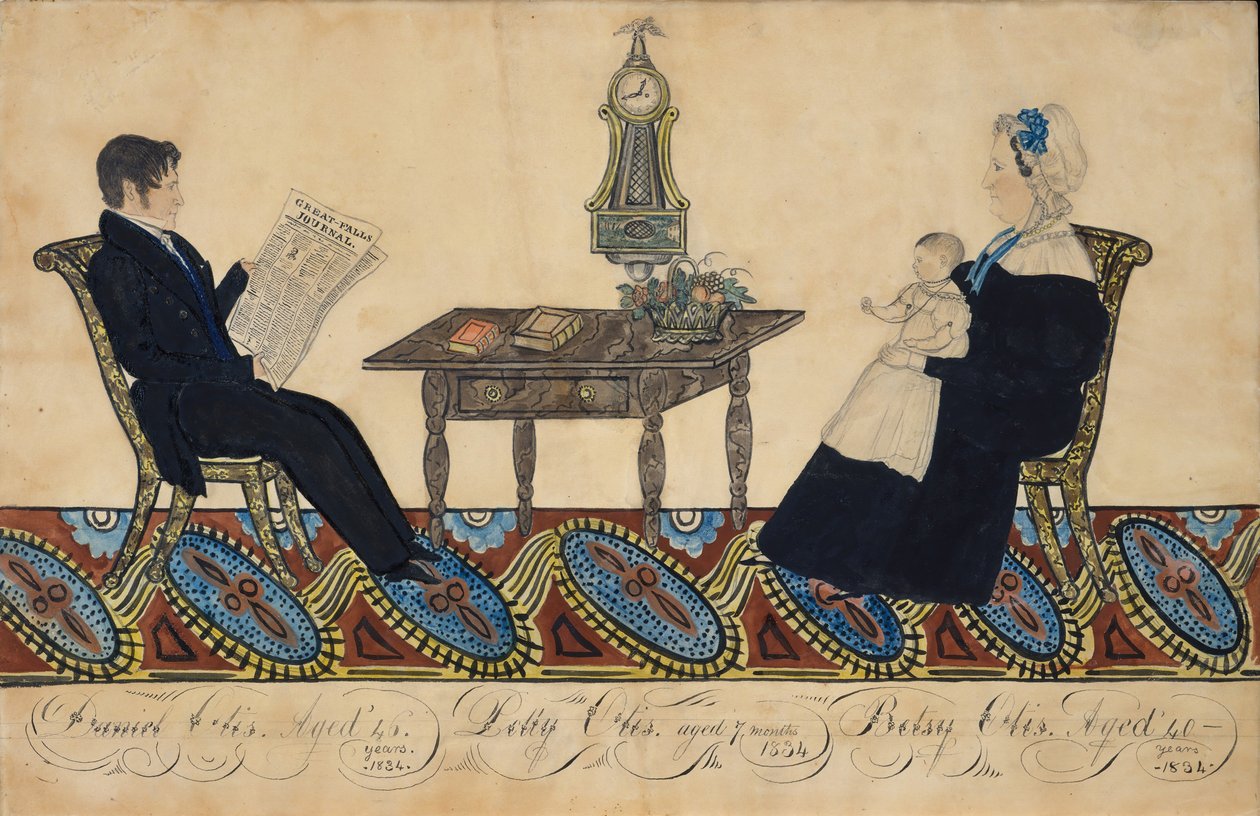 hr. og fru Daniel Otis og barn, 1834. af Joseph H Davis