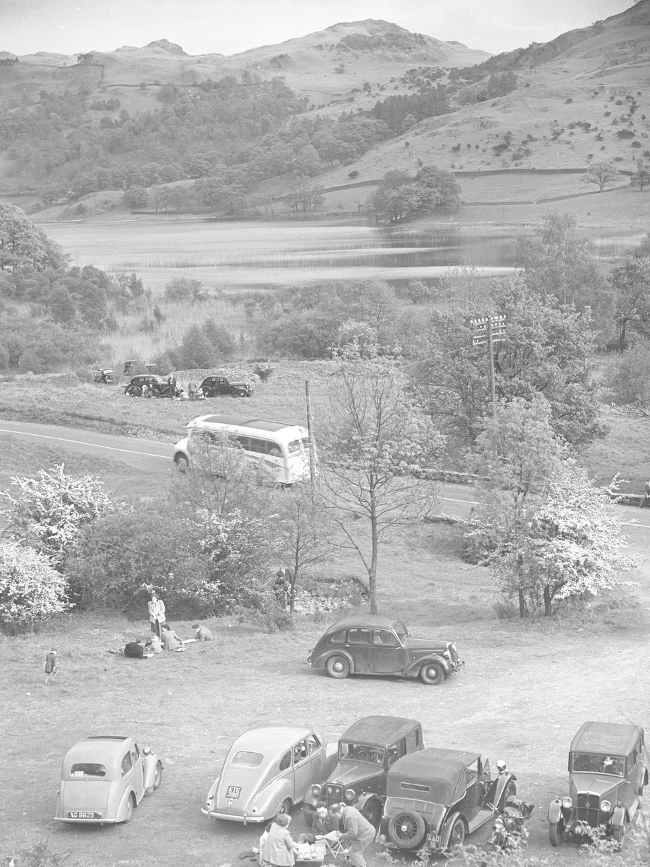 En gruppe biler parkeret ved Rydal Water af Joseph Hardman