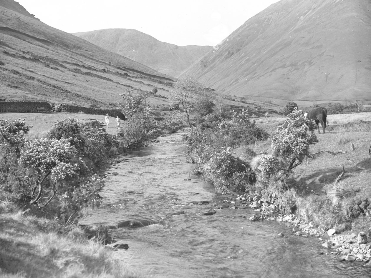 Et vandløb løber gennem Wastwater-landskabet af Joseph Hardman