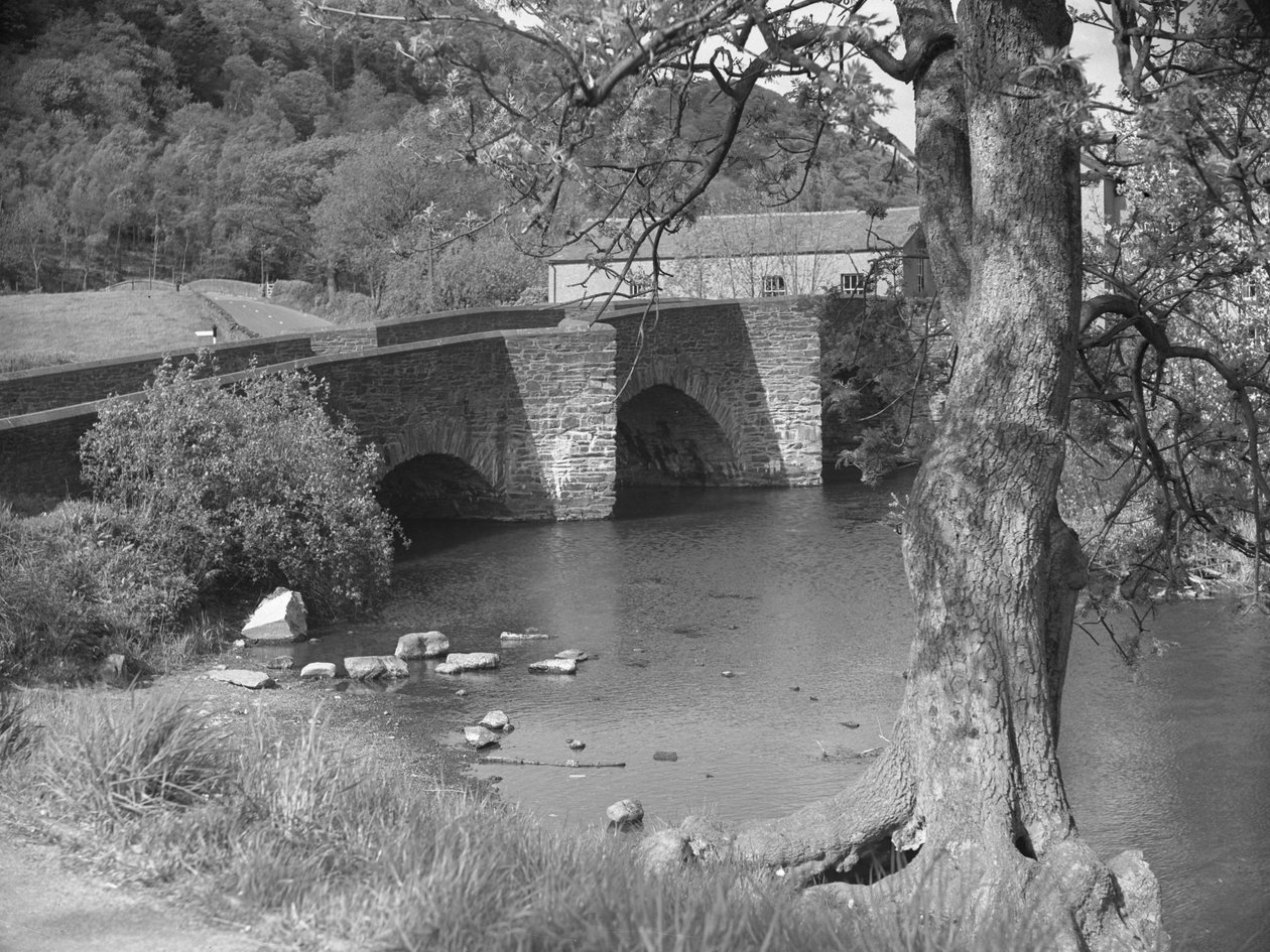 Flod og bro ved Newby Bridge af Joseph Hardman