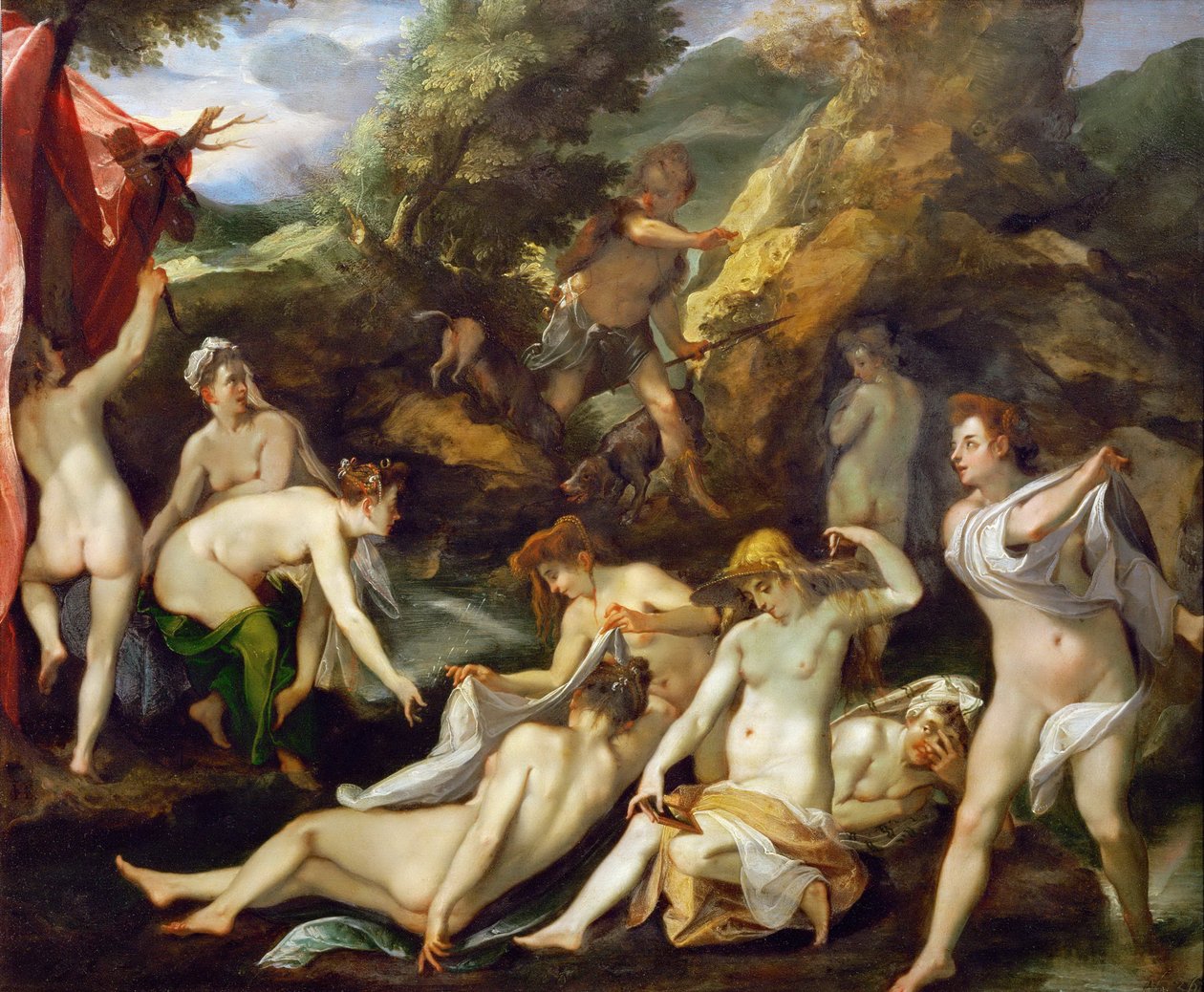 Barok : Diane et Acteon - Diana og Actaeon par Heintz, Joseph, den ældre (1564-1609), ca 1595. Olie på kobber, 40x49. Kunsthistorisk museum, Vienne af Joseph Heintz