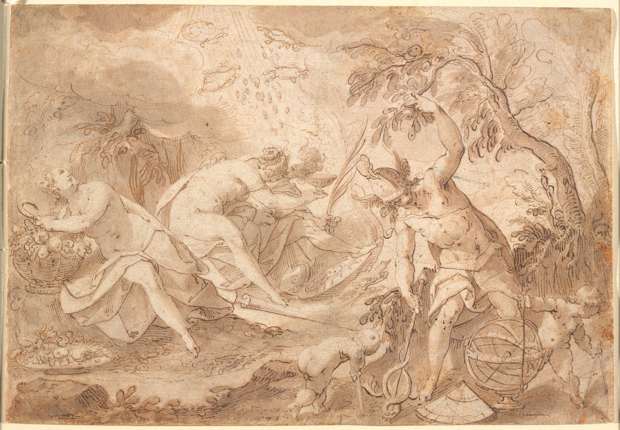 Forskellige guder og gudinder: Ceres, Venus, Mars og Merkur af Joseph Heintz d.Æ.