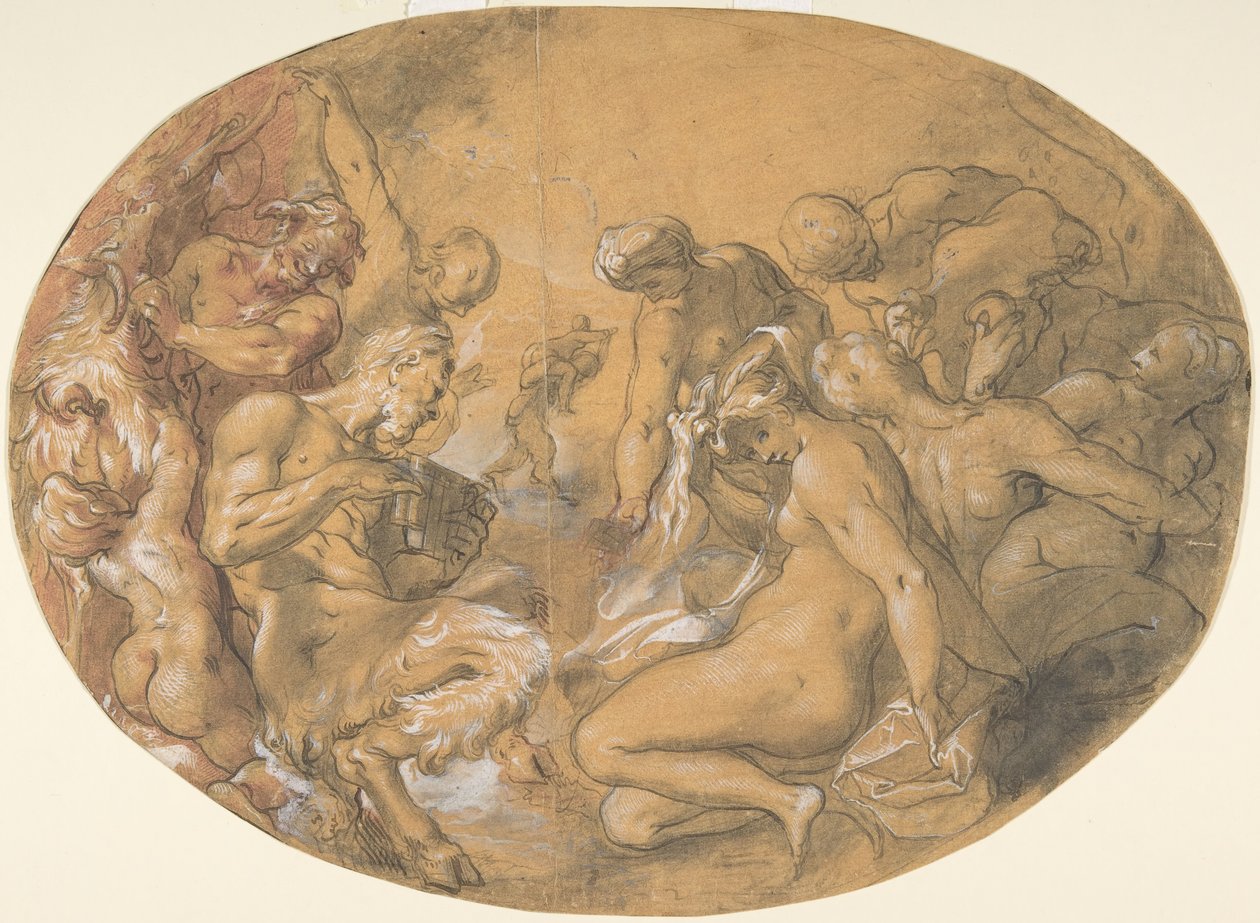 Satyrer og nymfer, ca. 1599. af Joseph Heintz the Elder