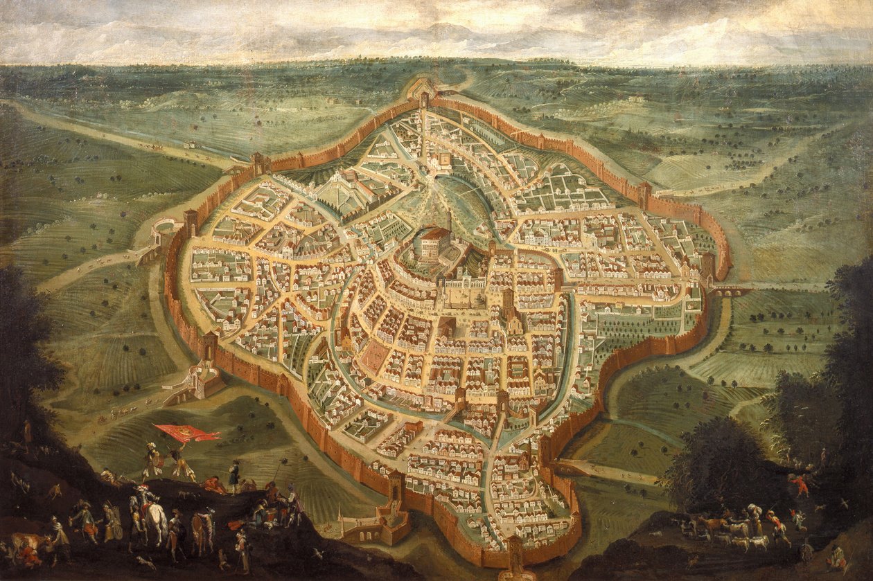 Kort over byen Udine, midten af det 17. århundrede, midten af det 17. århundrede.. af Joseph Heintz the Younger