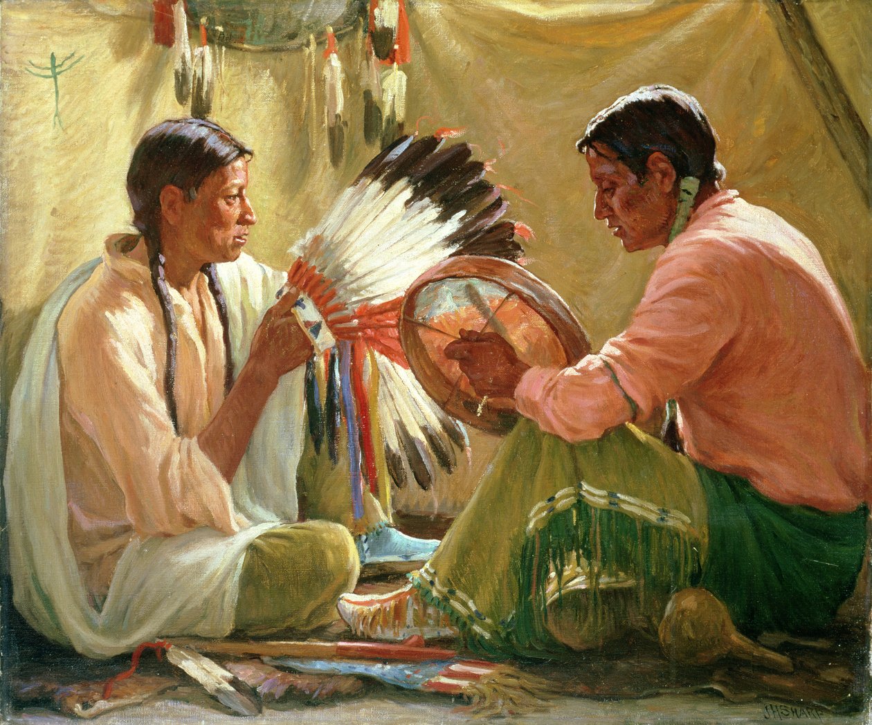 War Bonnet Song (olie på lærred) af Joseph Henry Sharp