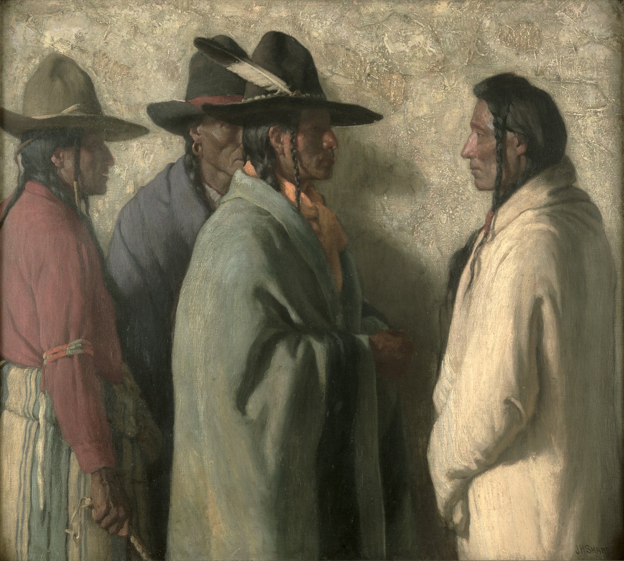 Young Chiefs Mission, ca. 1919 (olie på lærred) af Joseph Henry Sharp