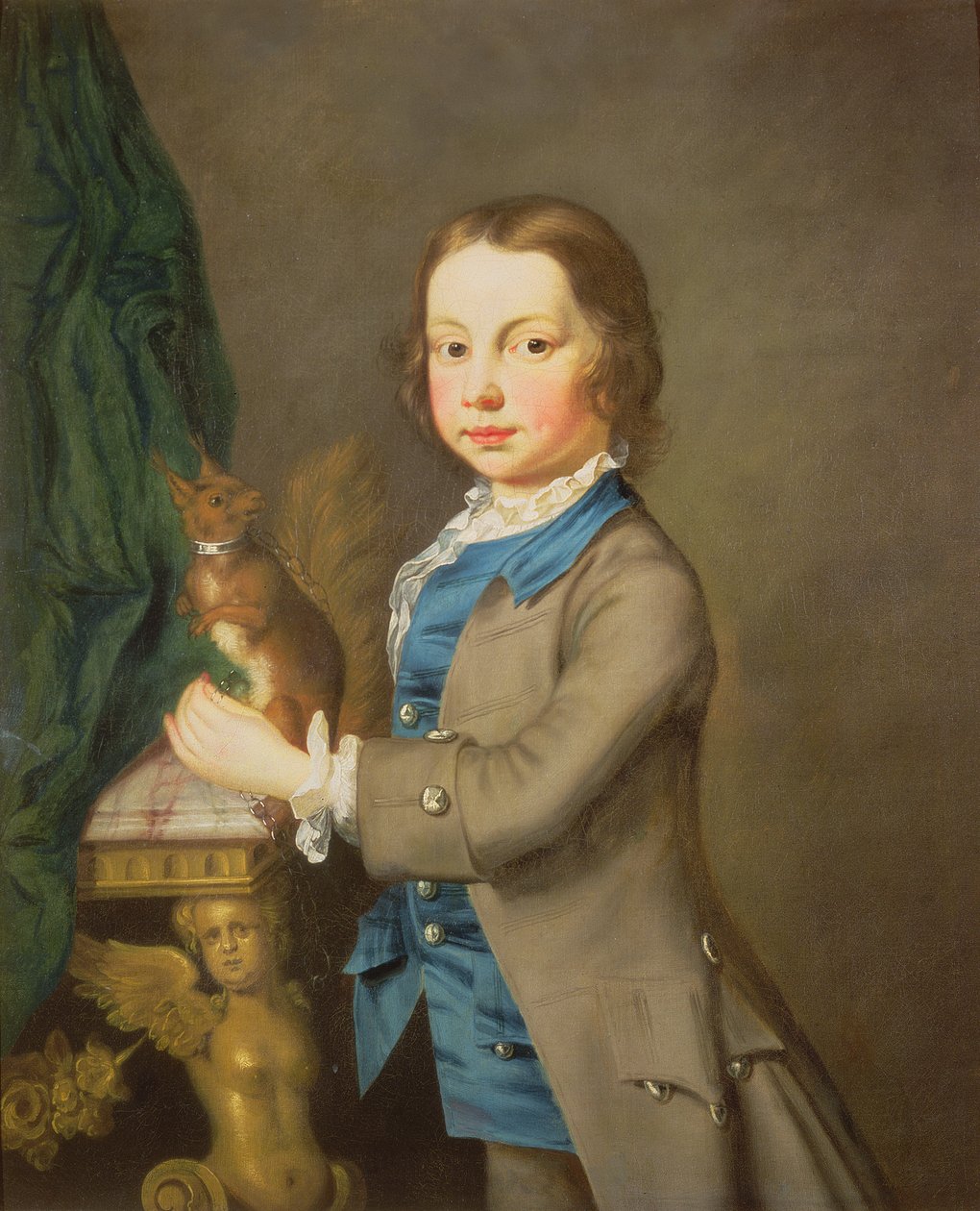 Et portræt af en dreng med et egern, 1700-tallet af Joseph Highmore