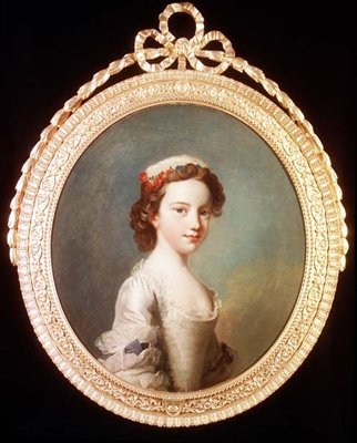 Et portræt af en ung pige i en hvid kjole af Joseph Highmore