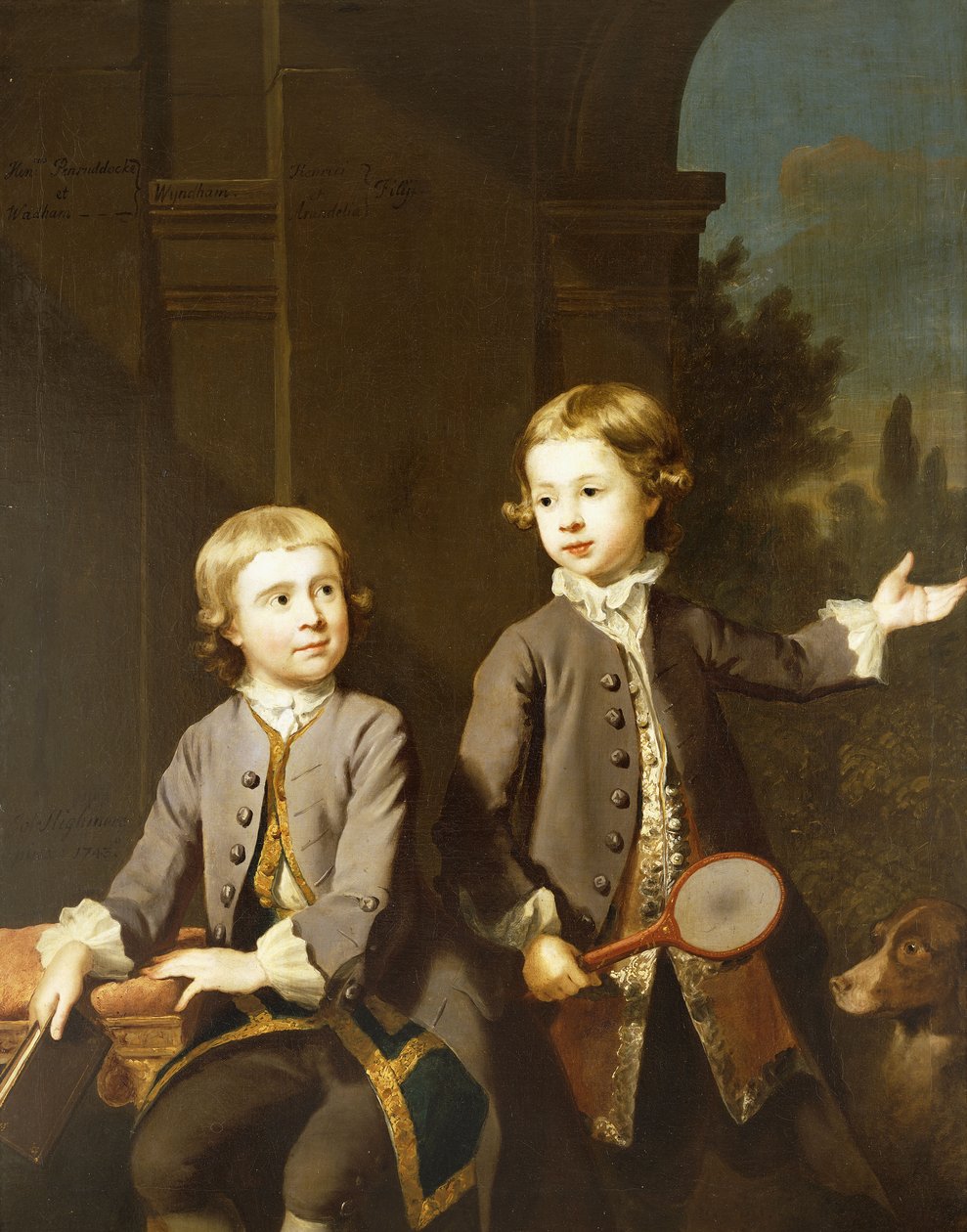 Dobbeltportræt af Henry Penruddocke Wyndham og hans bror Wandham, trekvart-længde, 1743 af Joseph Highmore