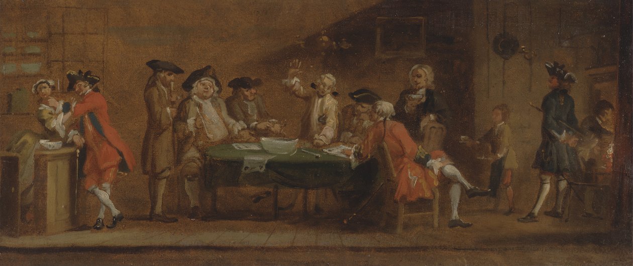 Figurer i et værtshus eller kaffehus, ca. 1725 eller efter 1750. af Joseph Highmore