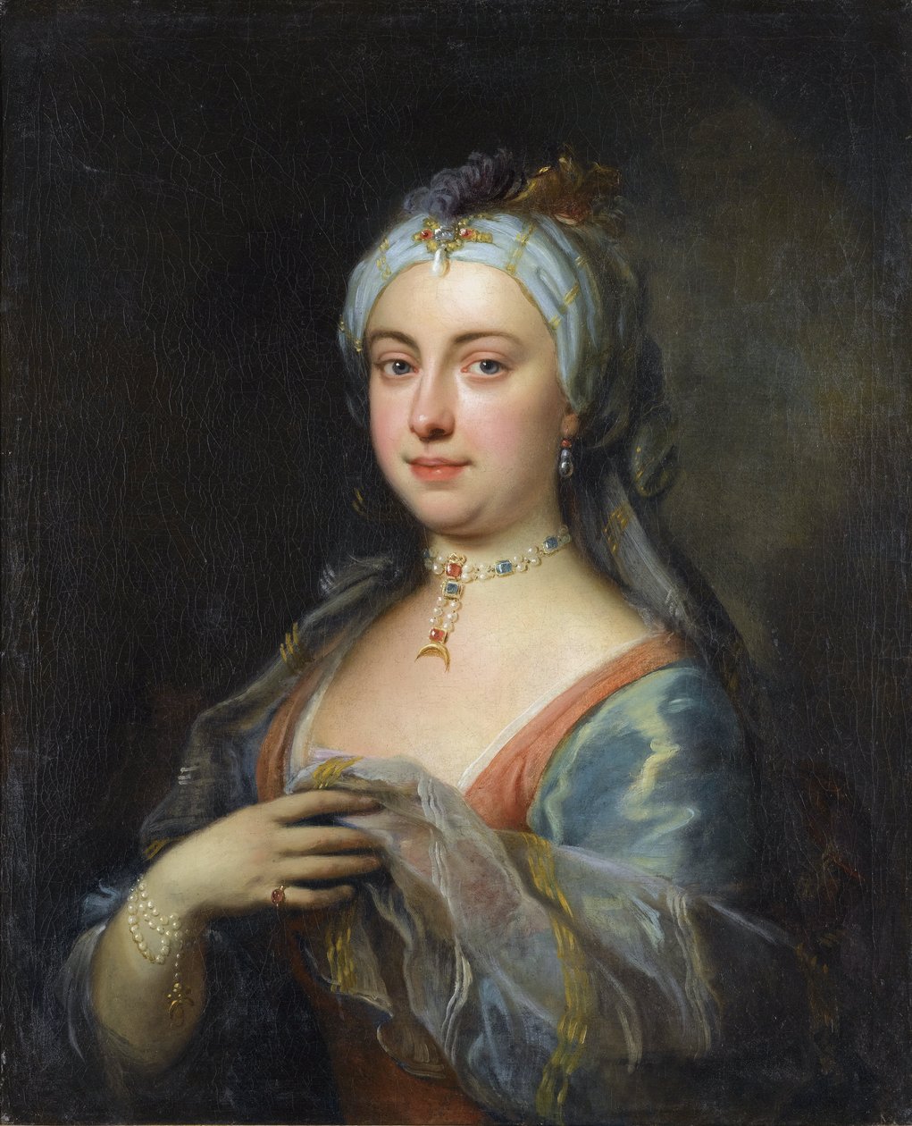 Portræt af Lady Mary Wortley Montagu (1689-1762) af Highmore, Joseph (1692-1780), - Olie på lærred, 76x61,5 - Privat samling af Joseph Highmore