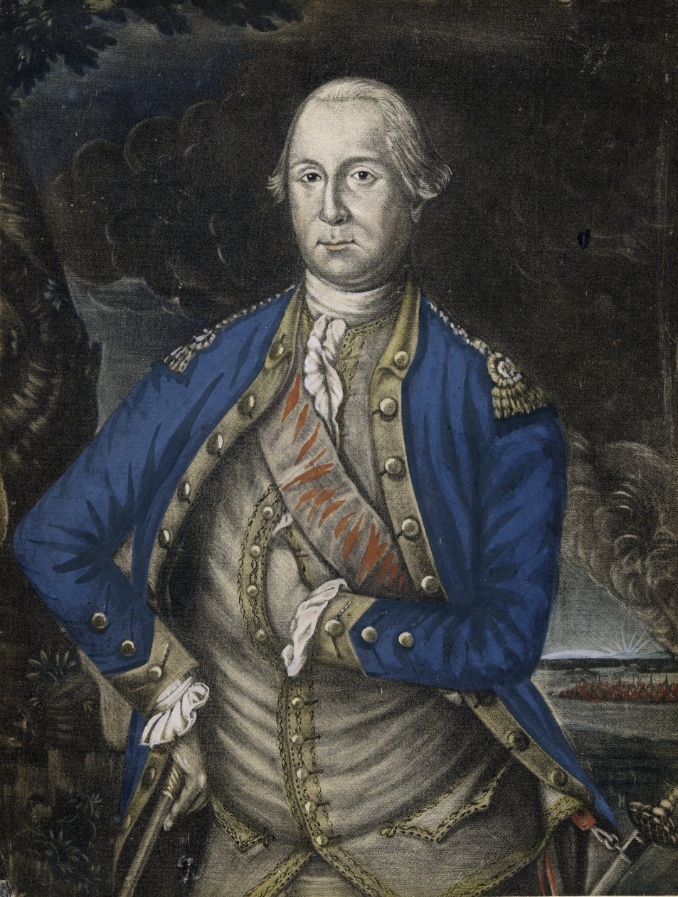 Hans Excellence George Washington Esquire, pub. 1776 (håndfarvet gravering) af Joseph Hillier