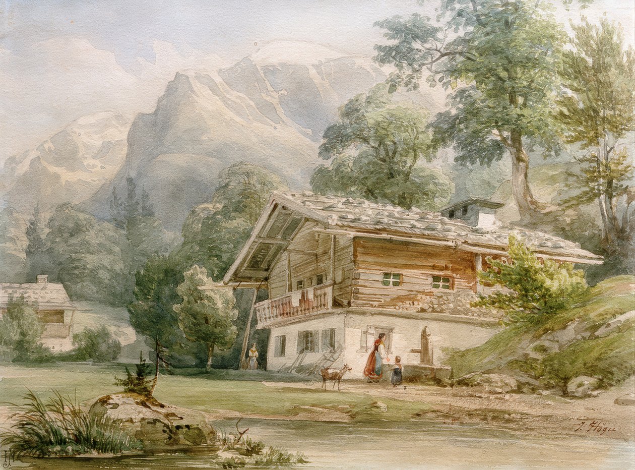 Bondehus på Königssee nær Berchtesgaden af Joseph Hoger