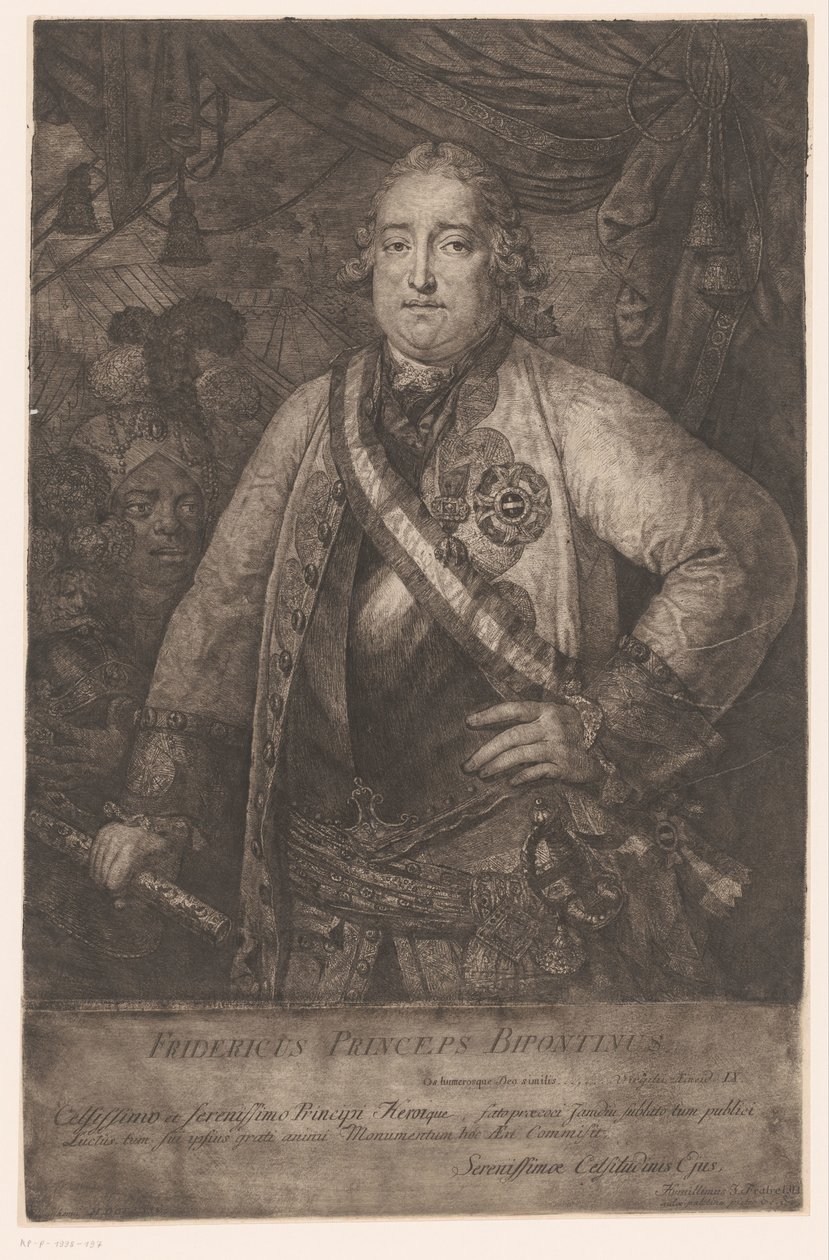 Portræt af Friedrich af Pfalz-Zweibrücken-Veldenz Fridericus Princeps Bipontinus (Objekttitel) Værker af Joseph Fratrel (serietitel) Værker af Joseph Fratrel (serietitel) af Joseph I Fratrel