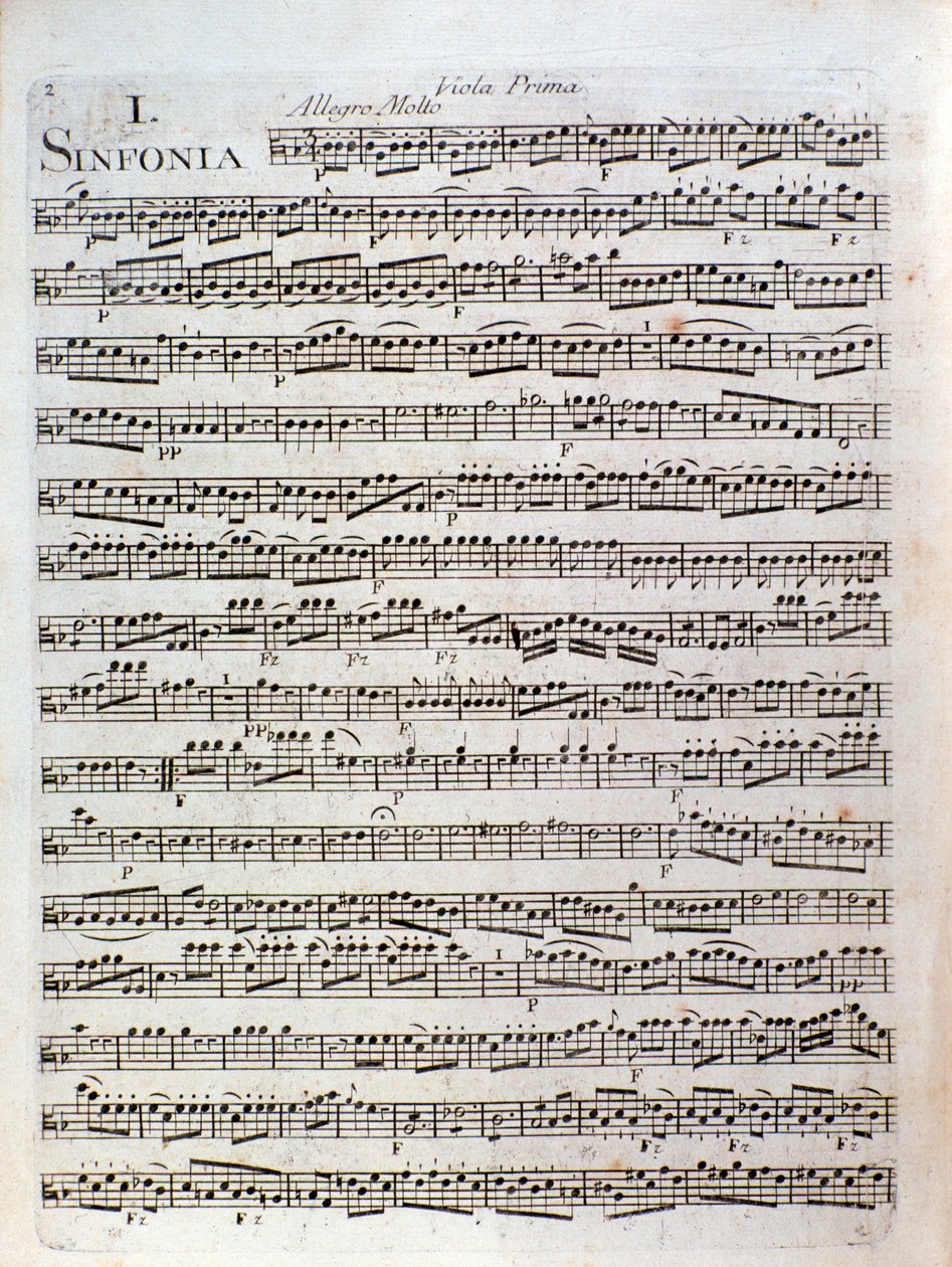 Side med partitur af Symfoni i u-dur af Pleyel af Joseph Ignace Pleyel