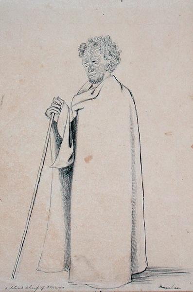 A Blind Chief of Otawao, ca. 1844 (pen og blyant på papir) af Joseph Jenner Merrett