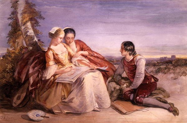 Kunstnerens beundrere (akvarel på papir) af Joseph John Jenkins