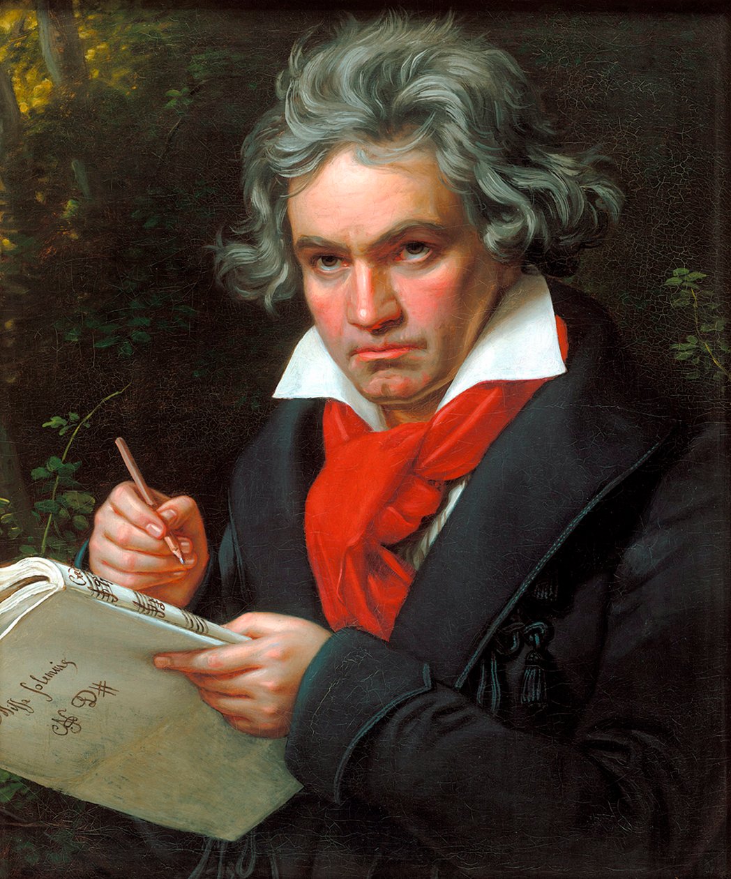Portræt af Ludwig van Beethoven, da han komponerede højtidelighedsmessen, 1820. af Joseph Carl Stieler