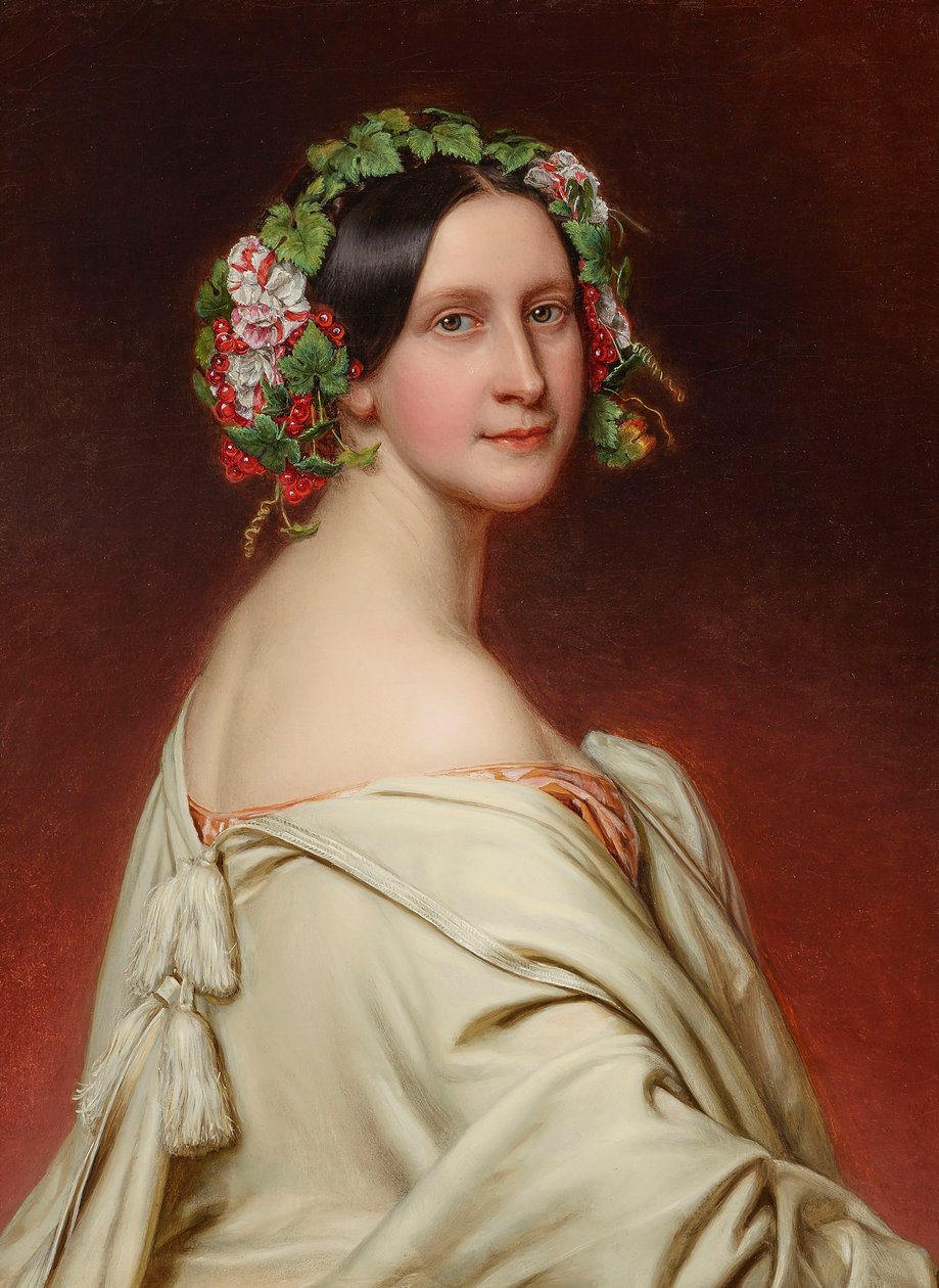 Portræt af skuespillerinden Charlotte von Hagn 1809-1891, 1850. af Joseph Carl Stieler