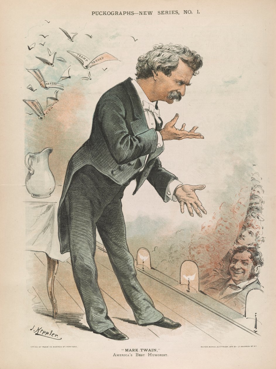 Mark Twain, Amerikas bedste humorist, ca. 1885 (litho) af Joseph Keppler