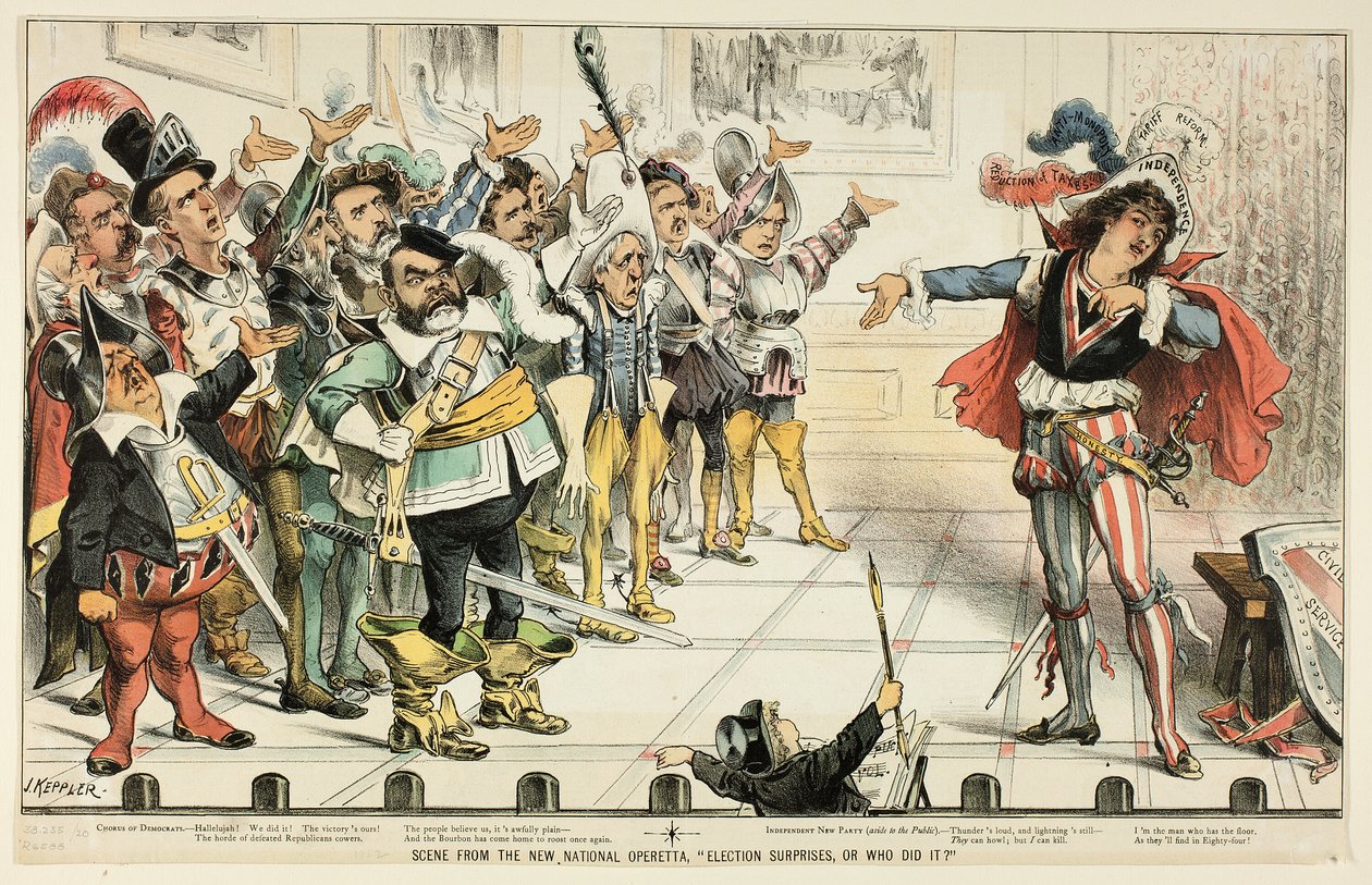 Scene fra den nye nationale operette, fra Puck af Joseph Keppler