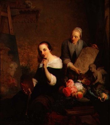 En kunstner på arbejde i sit studie af Joseph Kremer