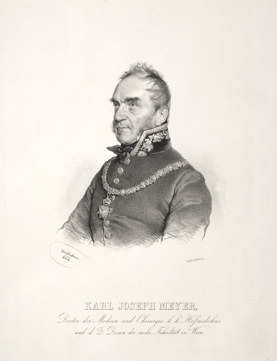 Portræt af Dr. Karl Joseph Meyer af Joseph Kriehuber