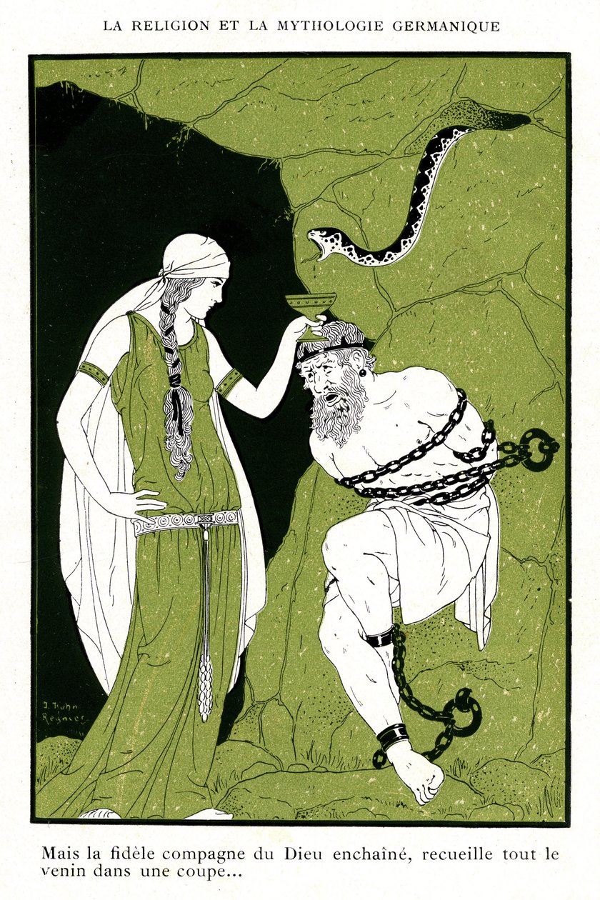 Nordisk mytologi: Songs of Edda, islandsk legende (kromolitografi) af Joseph Kuhn Regnier
