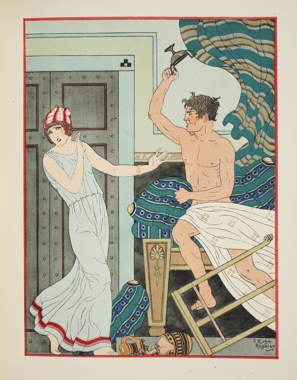 Cholerisk raseri, illustration fra "The Works of Hippocrates", 1934 af Joseph Kuhn Regnier