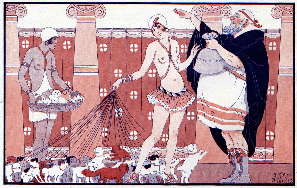 Three Prix Féminins - Pris af lille gammel bedstemor fra en stor familie - illustration fra la Vie Parisienne 1919 af Joseph Kuhn Regnier