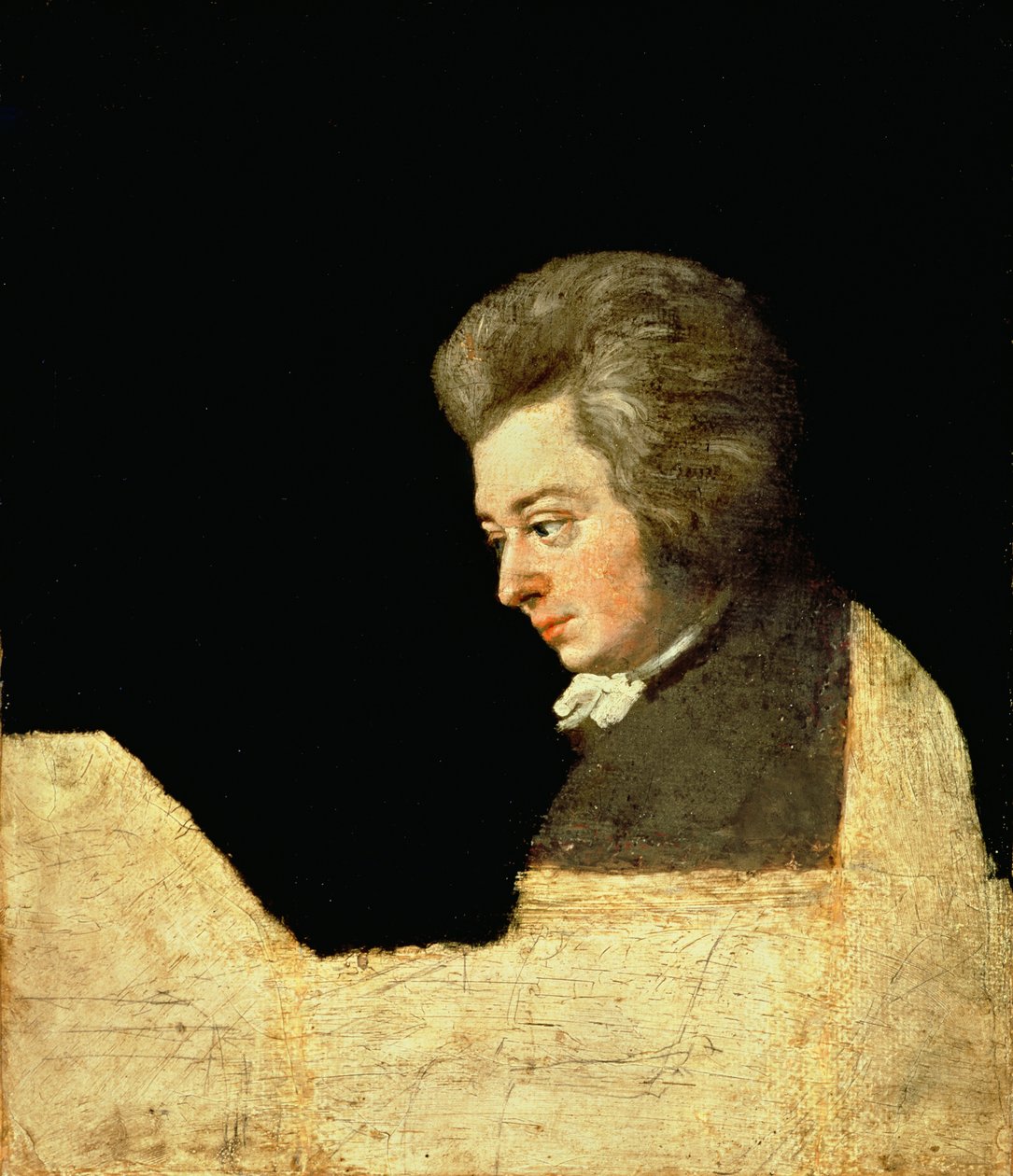 Portræt af Wolfgang Amadeus Mozart (1756-91) ved klaveret, 1789 af Joseph Lange