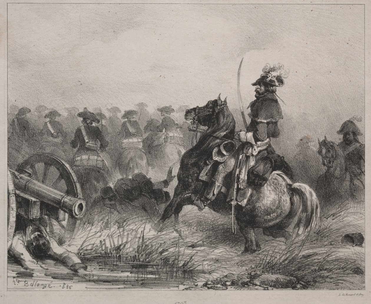 Kavaleriscene, 1836. af Joseph Louis Hippolyte Bellange