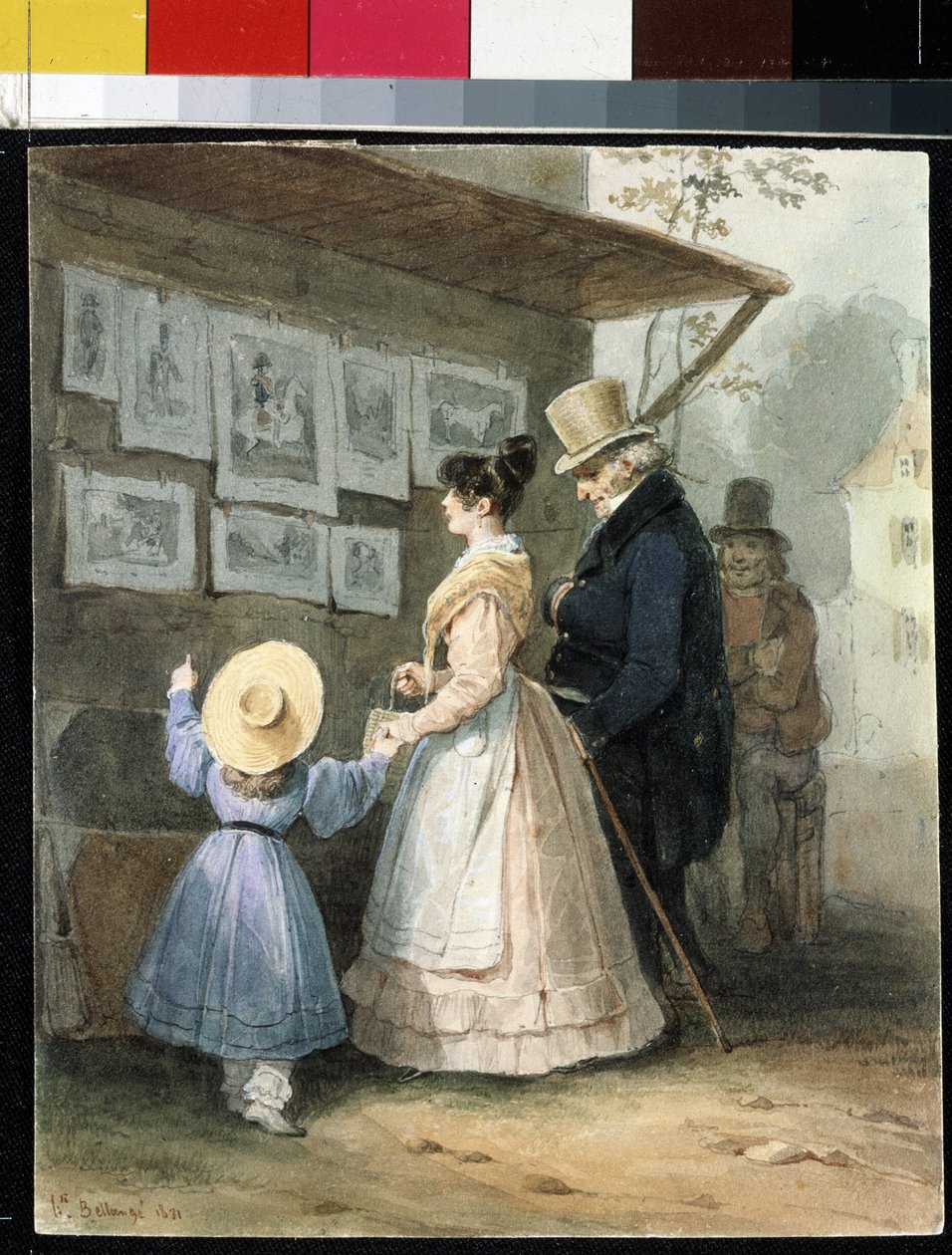 ""Chez le Marchand de Engravings"" (Hos sælgeren af ​​graveringer) Akvarel af Hippolyte Bellange (1800-1866) 1831 Eremitagemuseet, Sankt Petersborg (Saint-Petersburg) af Joseph Louis Hippolyte Bellange