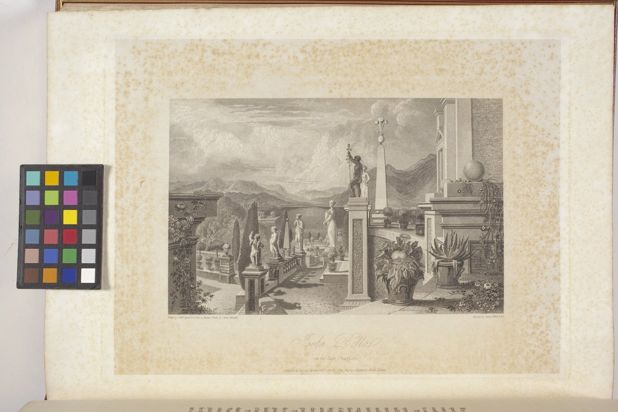 Isola Bella ved Lago Maggiore (gravering på indisk papir, chine collé) af Joseph Mallord William (after) Turner